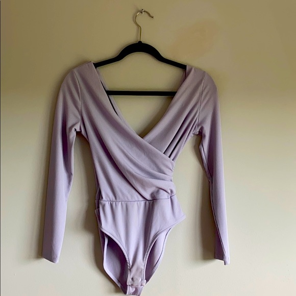 TOPSHOP lilac crossover bodysuit petite size 4 - Picture 1 of 4